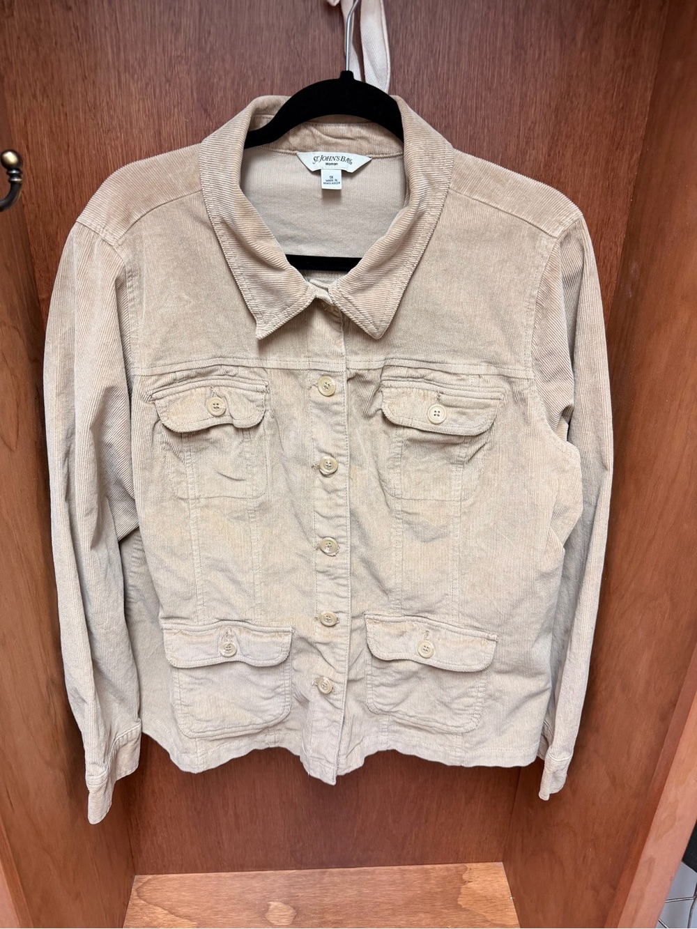 St. John's Bay Women's Beige Corduroy Button-Up Jacket